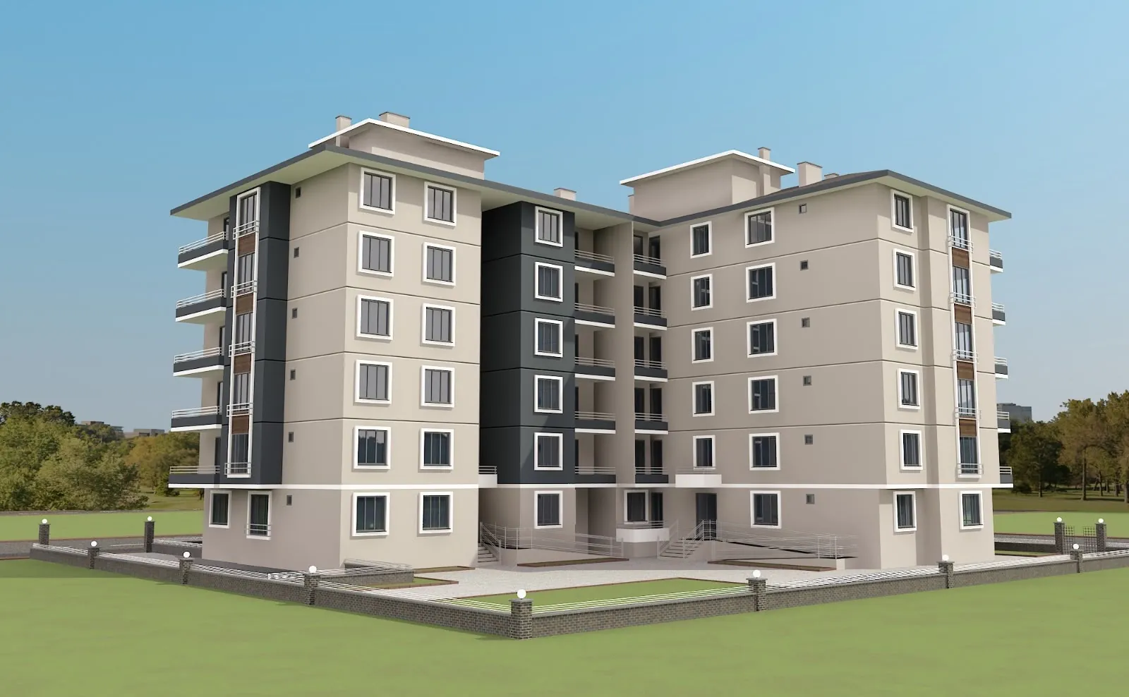 Batı Park Evleri render, avlu tarafı