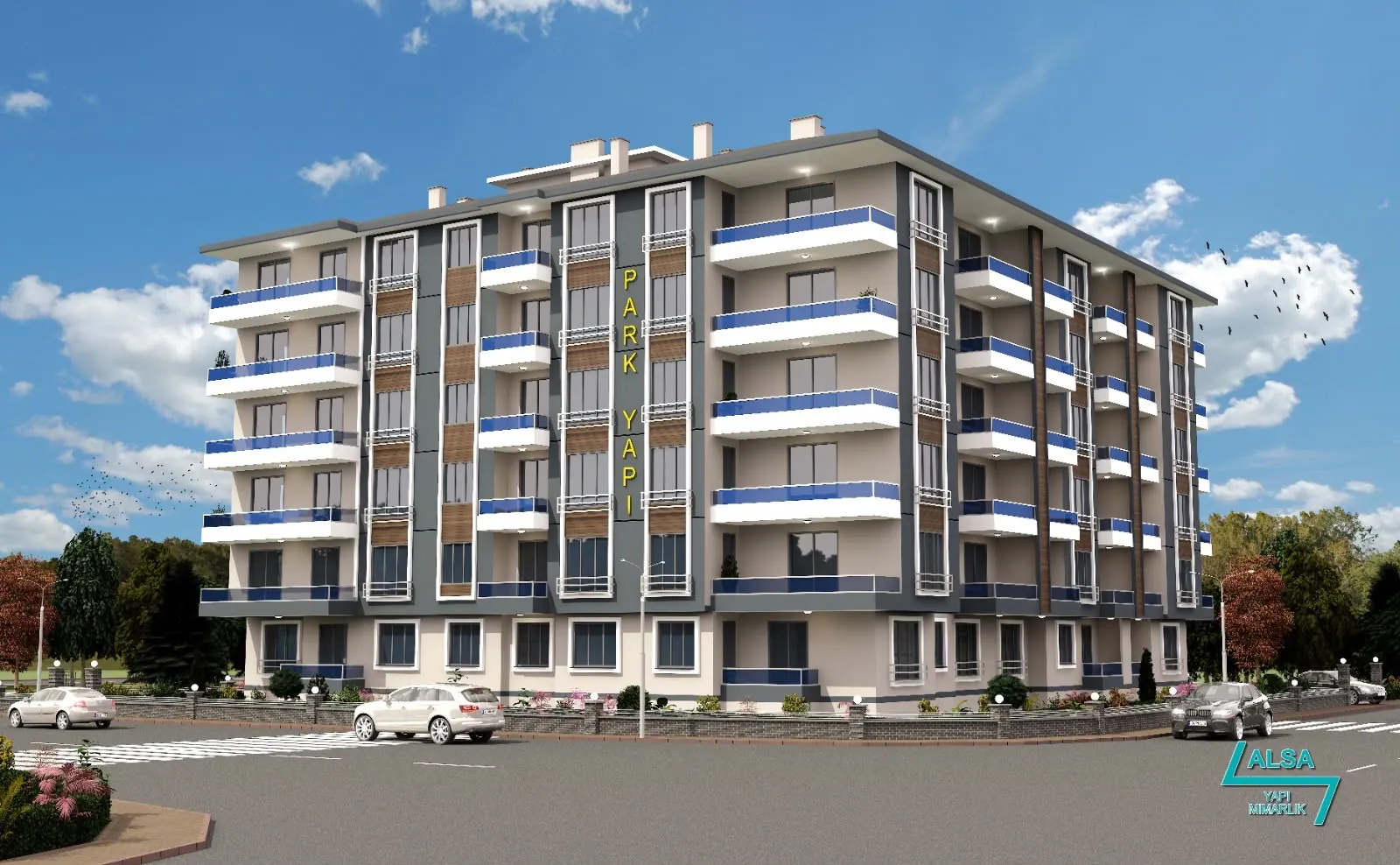 Batı Park Evleri ön cephe renderı